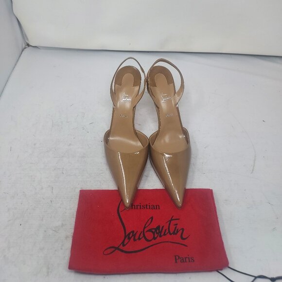 CHRISTIAN LOUBOUTIN Apostropha Patent Tan Slingback Pump - Picture 5 of 12